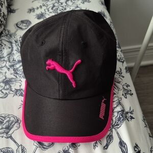 Puma Black Cap with Hot Pink Logo and Trim